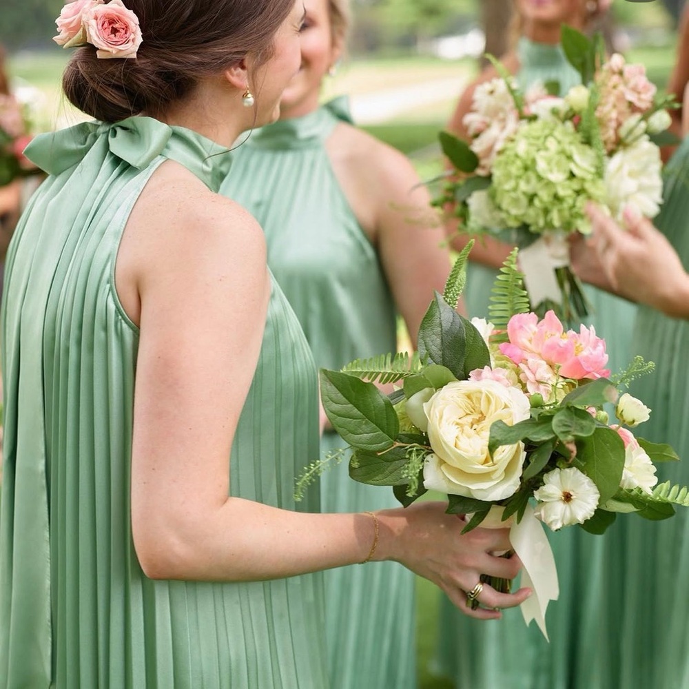 Abbey Glass Bridesmaid Dress in Glass Green